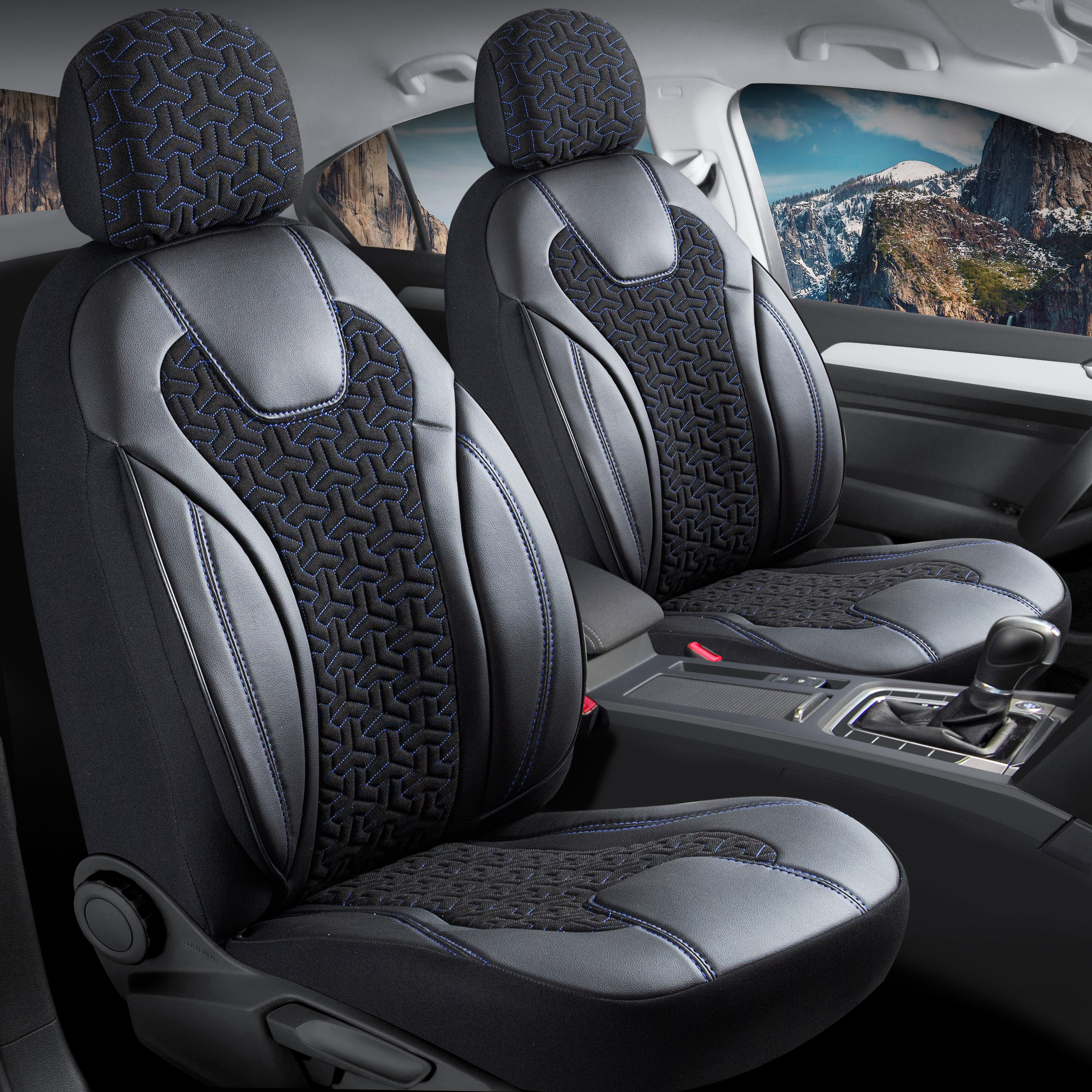 HAFİF TİCARİ ARAÇ SİENA OTO KILIFI SİYAH. MAVİ NAKIŞ