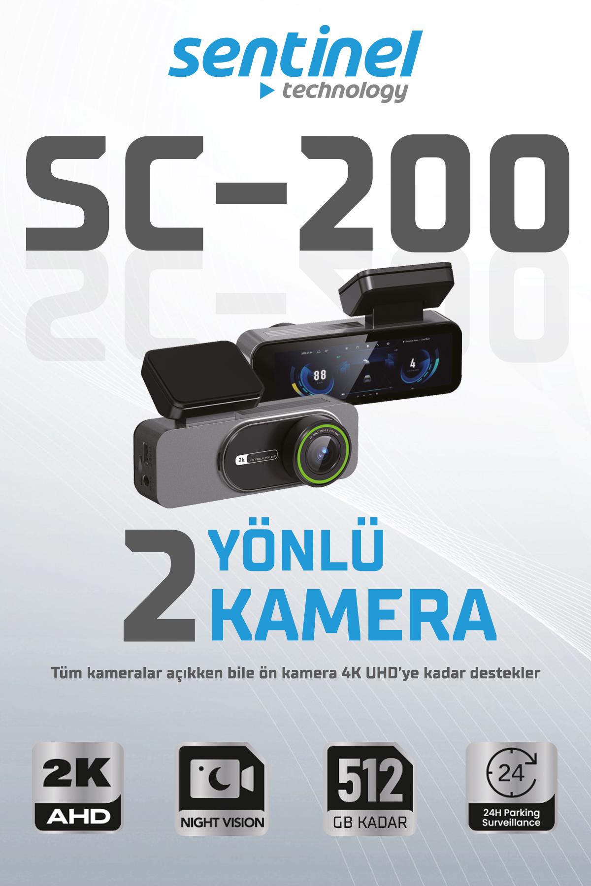 KAYIT CİHAZI 2K 2" EKRAN 2 KAMERALI