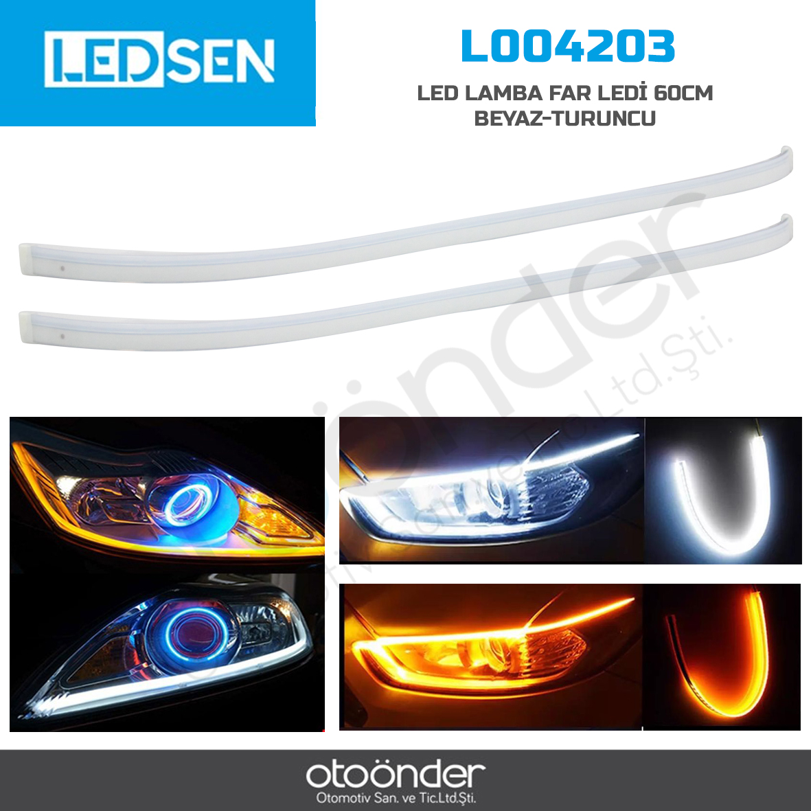 LED FAR ALTI LEDİ 60cm BEYAZ-TURUNCU (FONKSİYONLU)