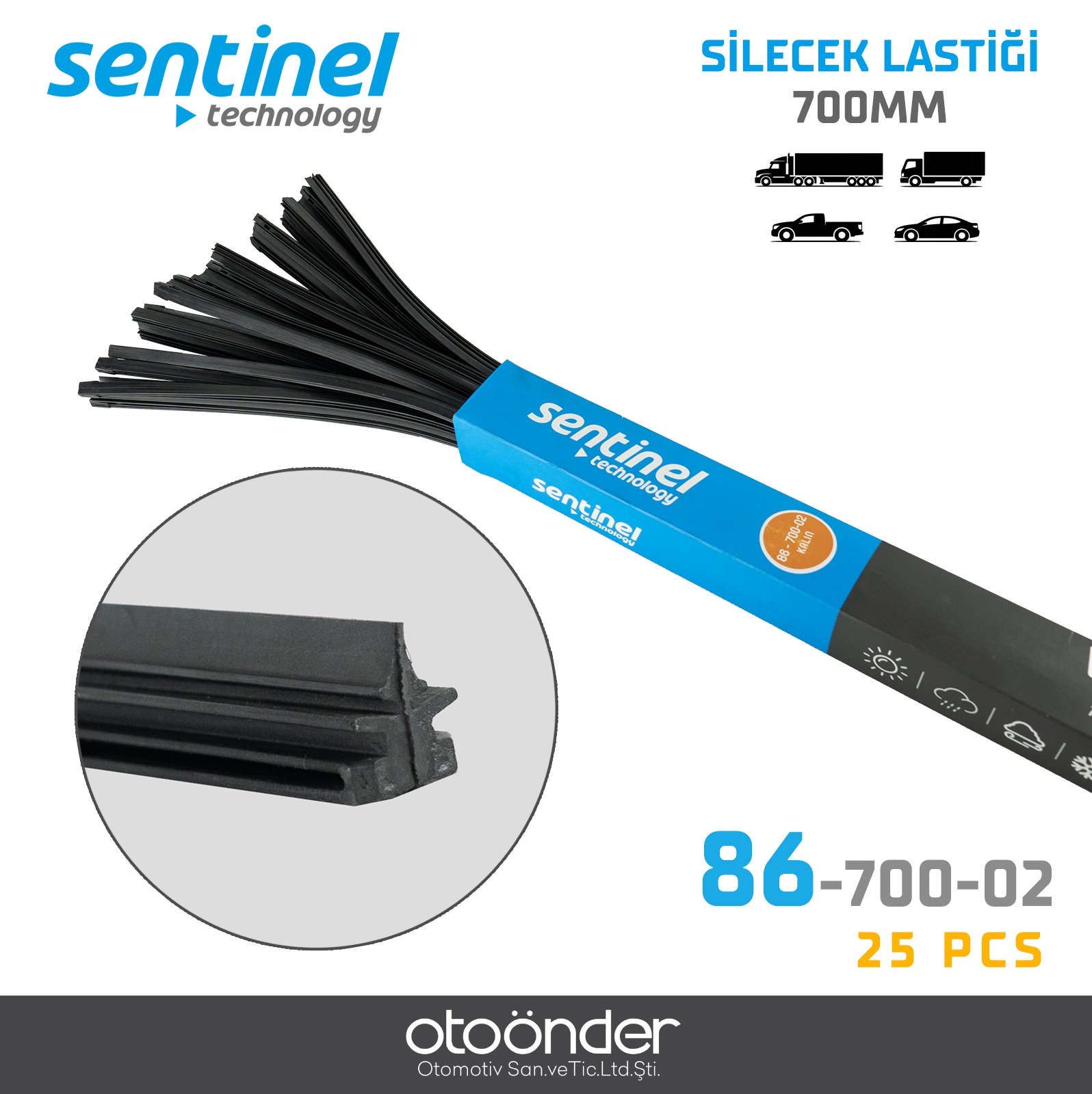 SİLECEK LASTİĞİ KALIN TELSİZ 700mm