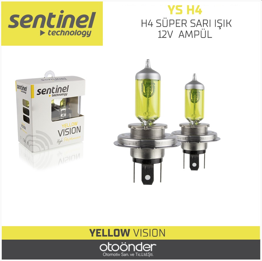 SÜPER SARI IŞIK 12V  AMPÜL SENTİNEL H4 P43T