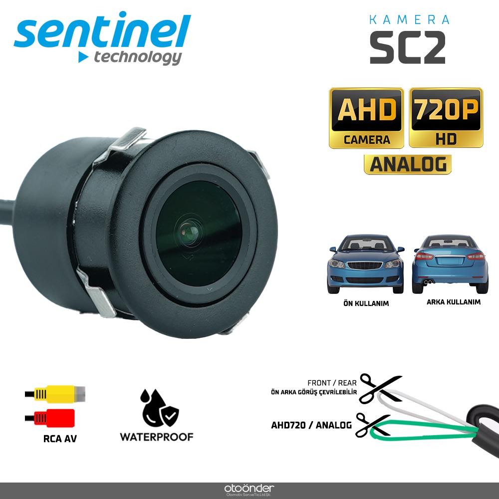 KAMERA AHD 720P ve ANALOG  ÖN ARKA GÖRÜŞ. ÇEVRİLEBİLİR 18,5mm