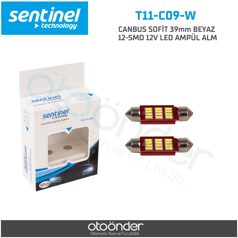 CANBUS SOFİT 39mm BEYAZ 12 SMD 12V LED AMPÜL