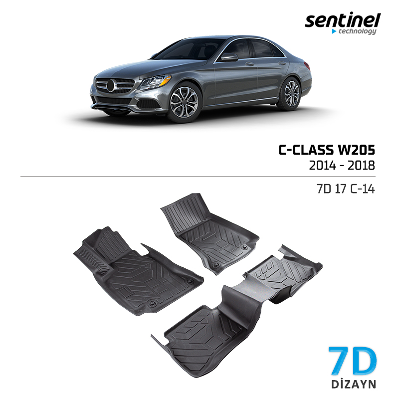 MERCEDES C-CLASS w205 2014-2018  7D PASPAS SİYAH