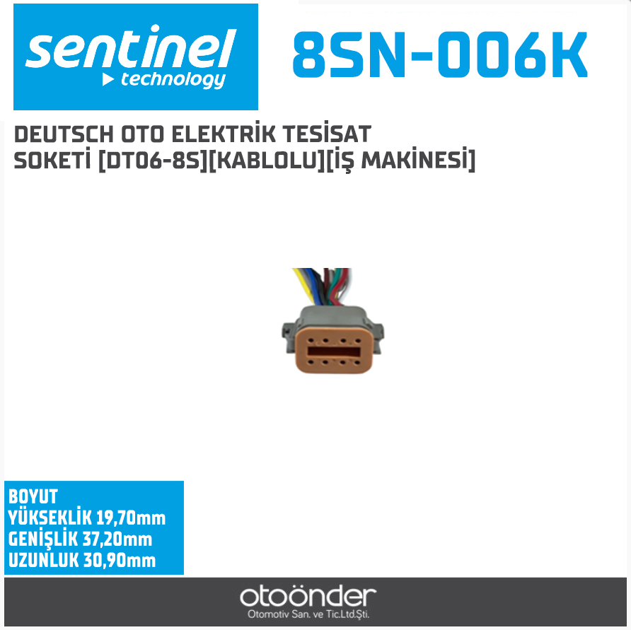 DEUTSCH OTO ELEKTRİK TESİSAT SOKETİ [DT06-8S][KABLOLU][İŞ MAKİNESİ]