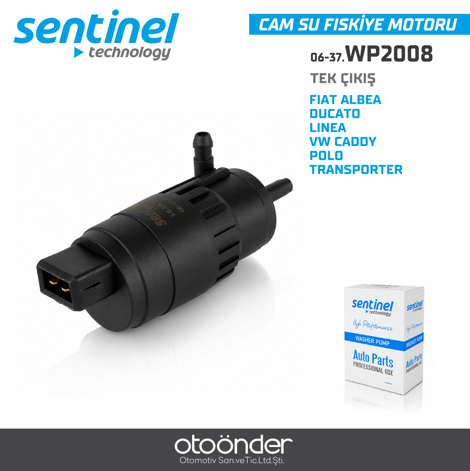 CAM SU FİSKİYE  MOTORU TEK ÇIKIŞ (2 FİŞ SOKETLİ) FIAT ALBEA/DUCATO/LINEA-VW CADDY/POLO/TRANSPORTER