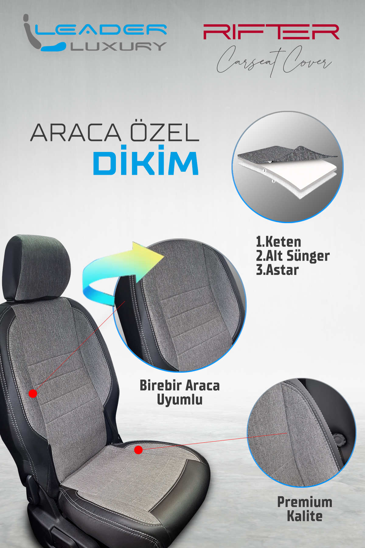 PEUGEOT RIFTER  ARKA KOLTUK  TEK TEK 3LÜ KETEN. DERİ FÜME