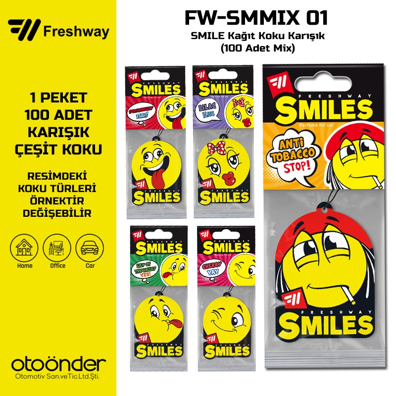 SMILE Kağıt Koku Karışık ( 100 Adet Var )Fresh Way