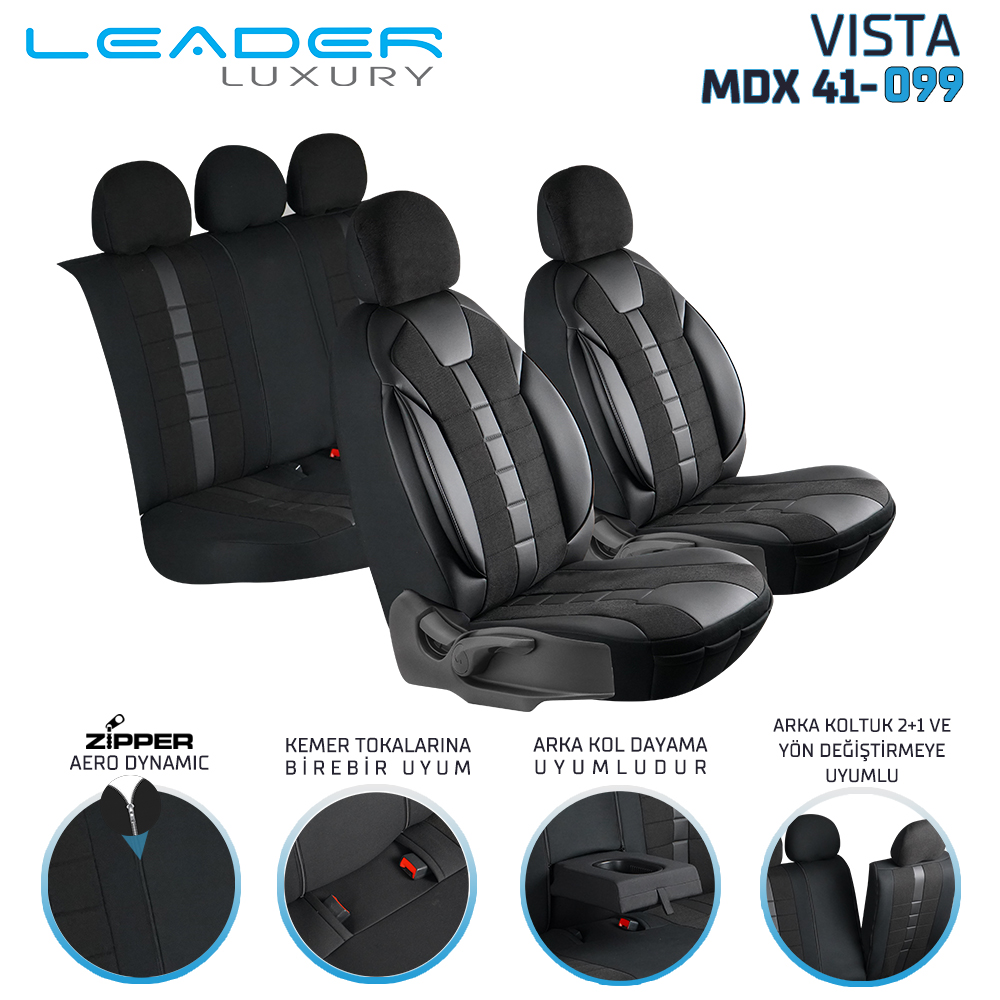 VİSTA OTO KILIFI STANDART DARK SİYAH. LEADER
