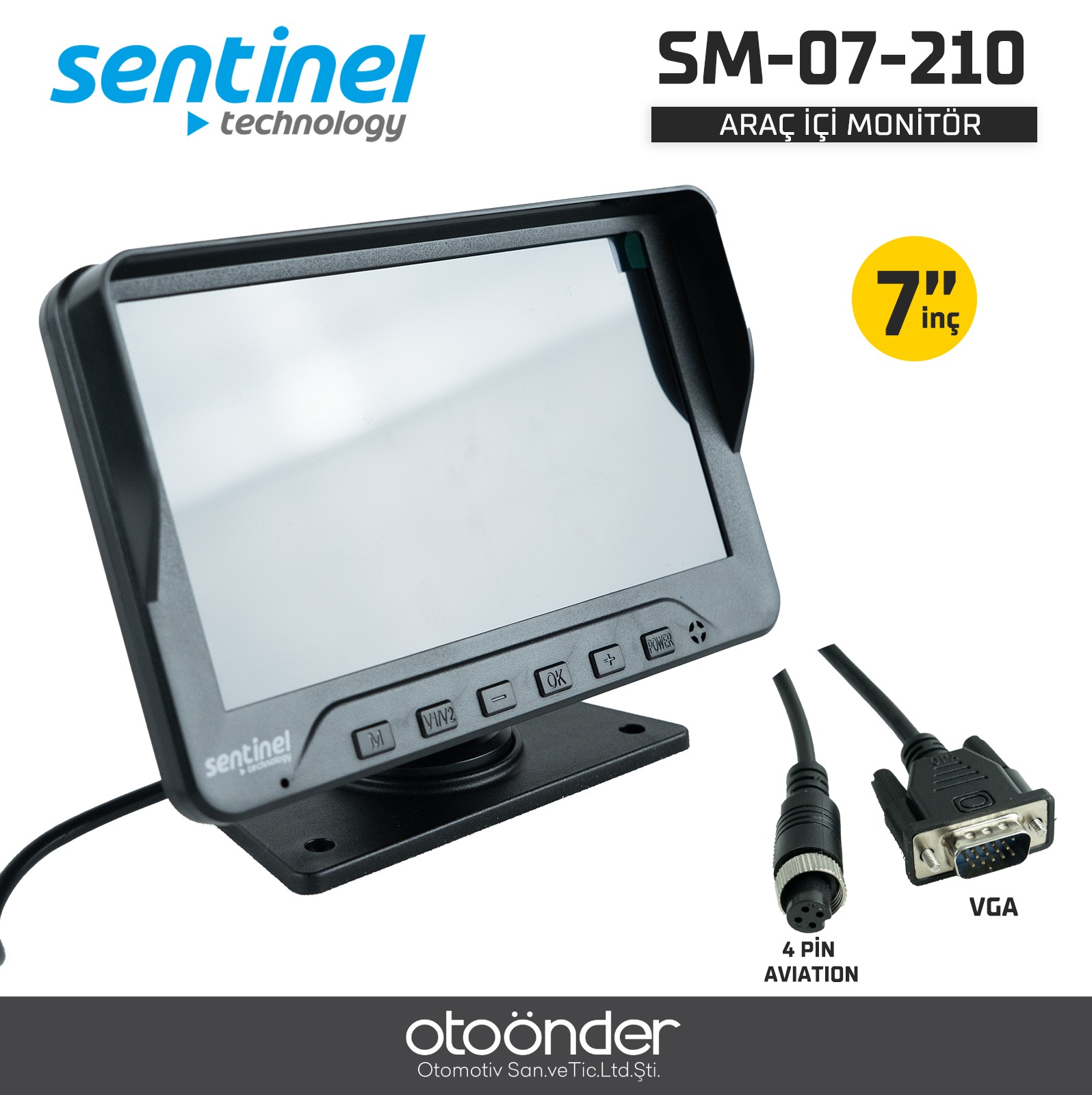 7" MONİTÖR RCA ,VGA SOKETLİ