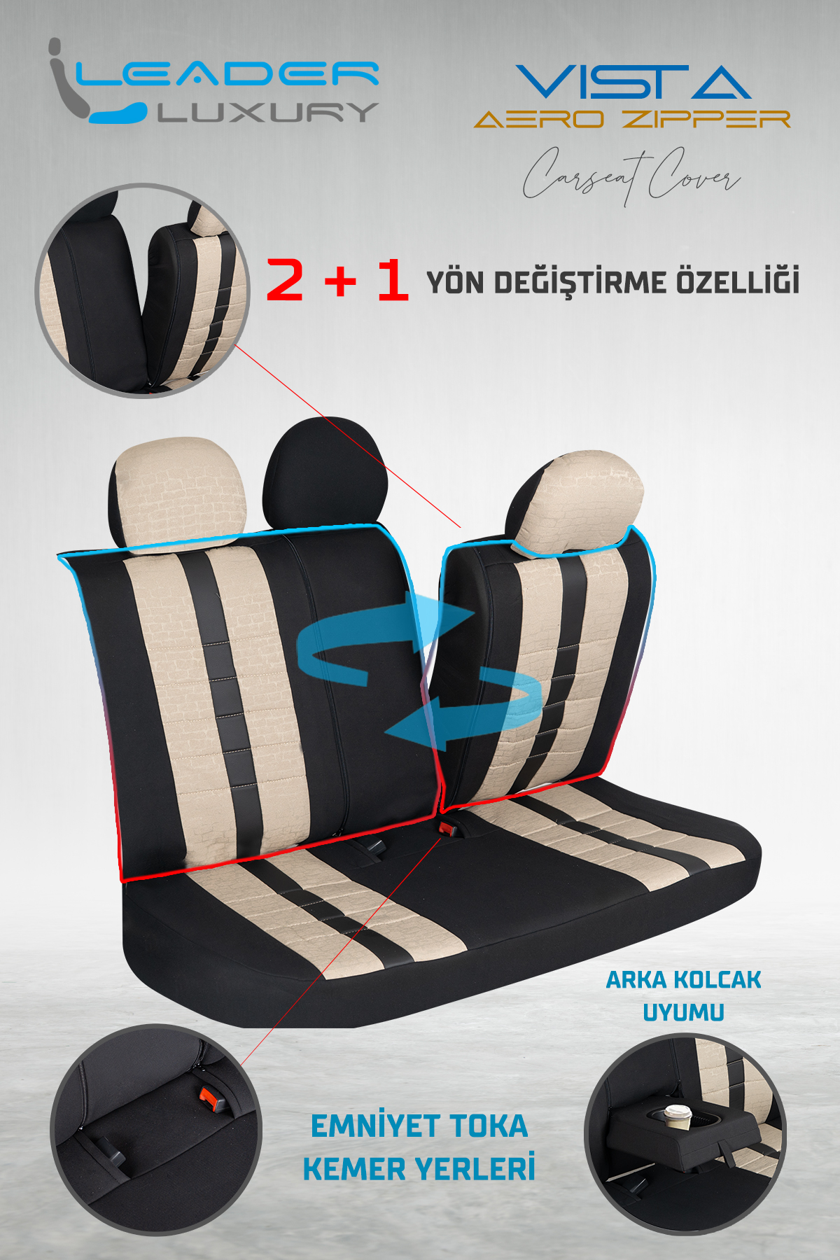 VİSTA OTO KILIFI STANDART JAKAR BEJ
