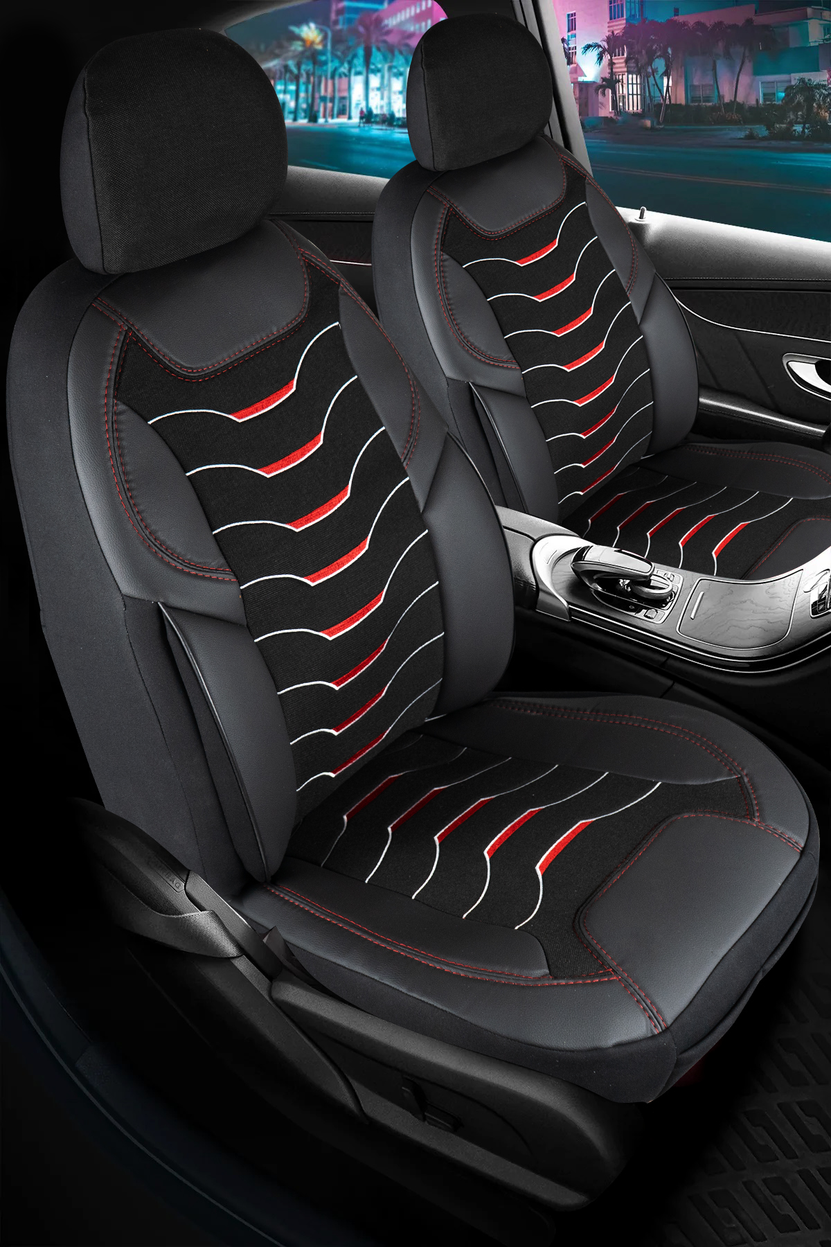 ERCİYES KETEN OTO KILIFI FERMUARLI. DARK SİYAH