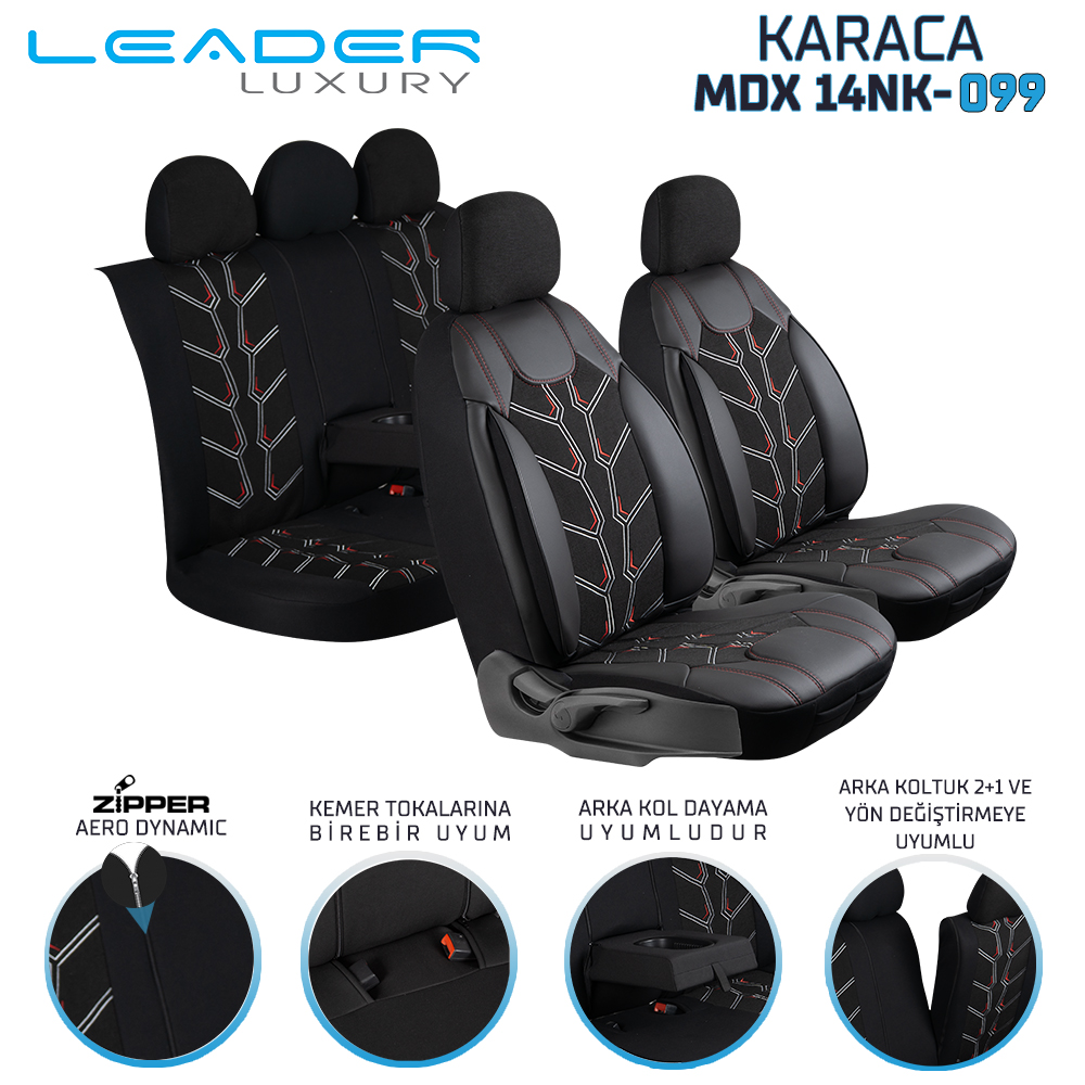 KARACA KETEN OTO KILIFI FERMUARLI DARK SİYAH