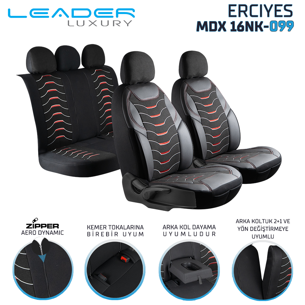 ERCİYES KETEN OTO KILIFI FERMUARLI. DARK SİYAH