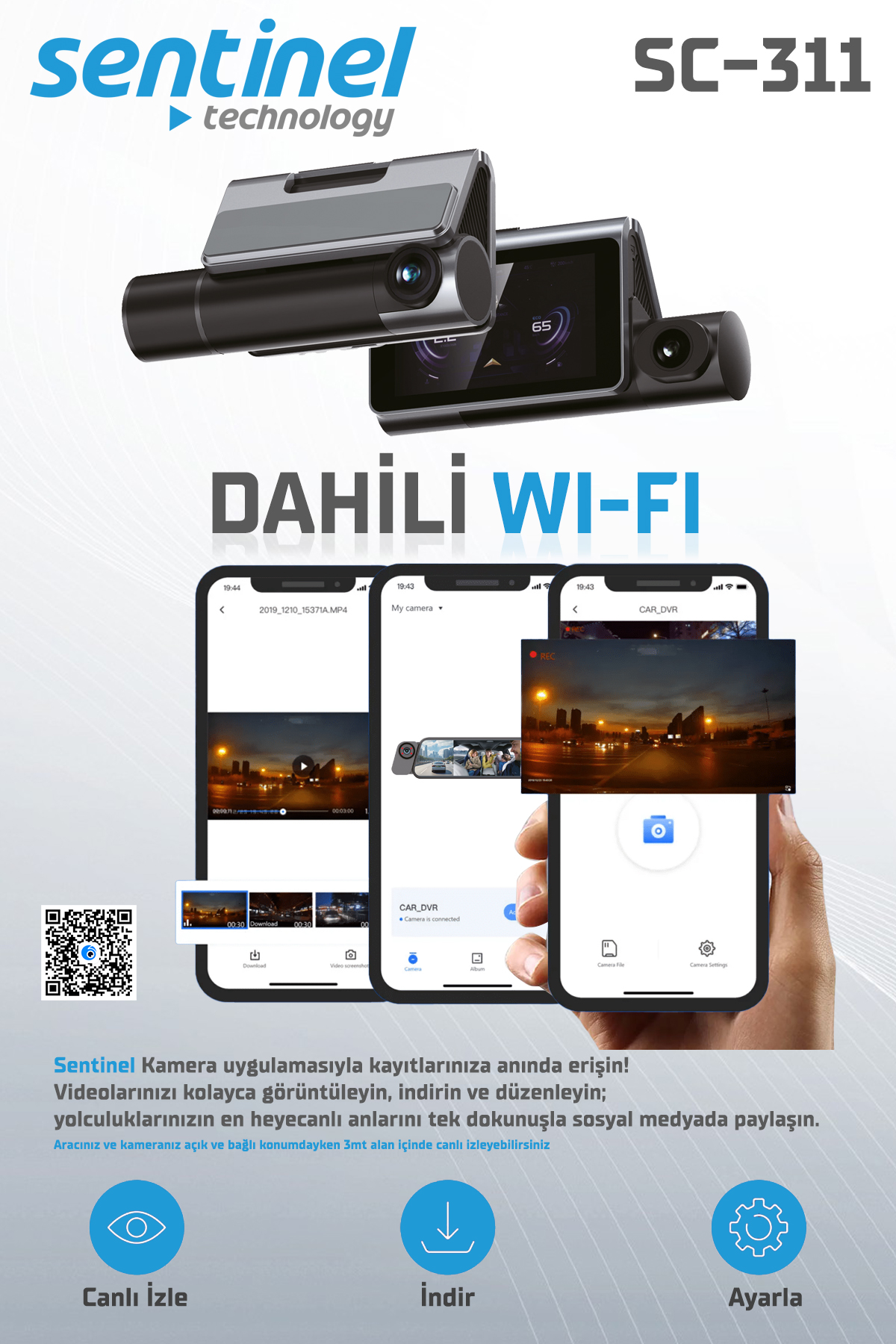 KAYIT CİHAZI FULL 4K 3" EKRAN 3 KAMERALI