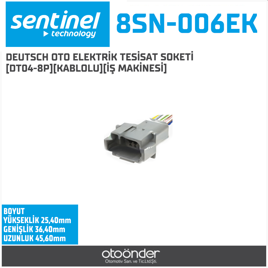 DEUTSCH OTO ELEKTRİK TESİSAT SOKETİ [DT04-8P][KABLOLU][İŞ MAKİNESİ]