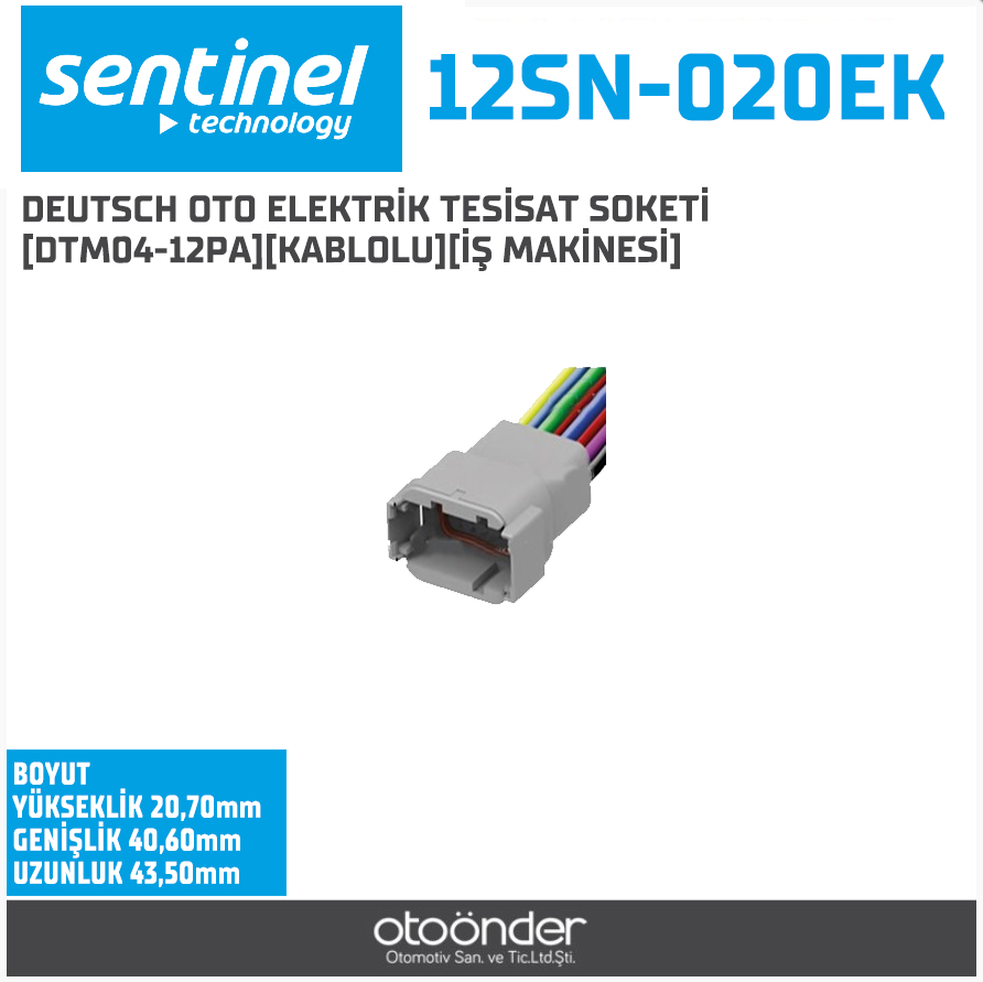 DEUTSCH OTO ELEKTRİK TESİSAT SOKETİ [DTM04-12PA]. [KABLOLU][İŞ MAKİNESİ]
