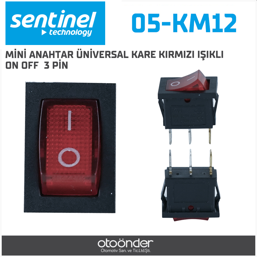 MİNİ ANAHTAR ÜNİVERSAL KARE KIRMIZI IŞIKLI ON OFF