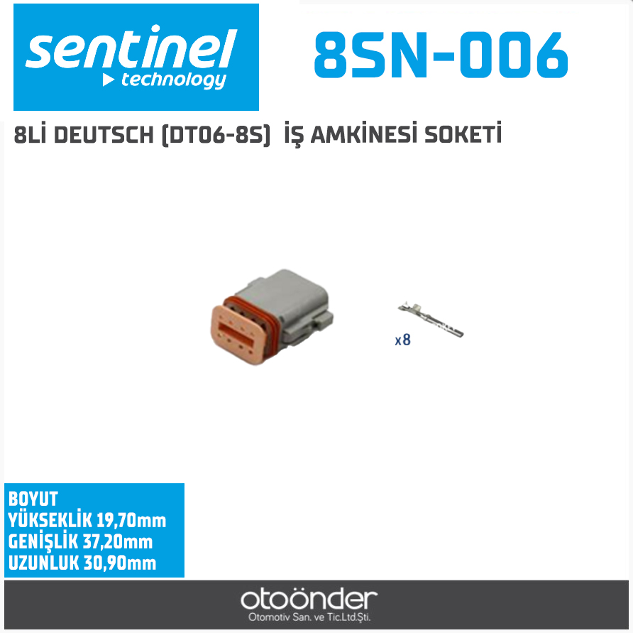 DEUTSCH OTO ELEKTRİK TESİSAT SOKETİ[DT06-8S][DEMONTE][İŞ MAKİNESİ]