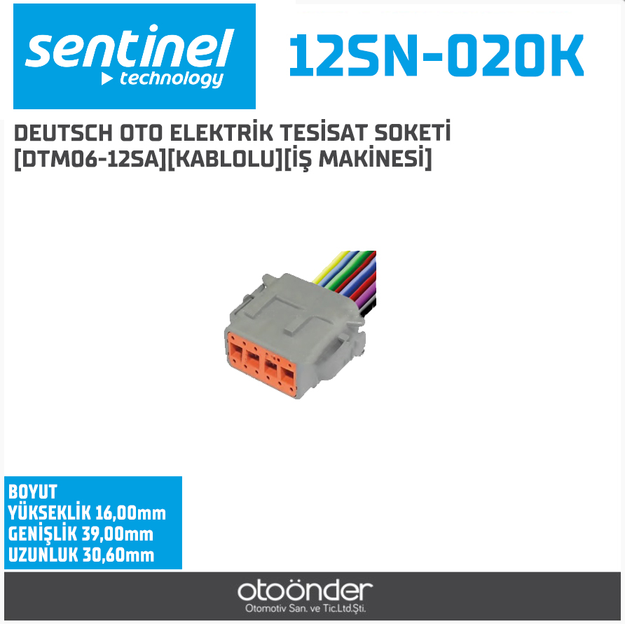 DEUTSCH OTO ELEKTRİK TESİSAT SOKETİ [DTM06-12SA]. [KABLOLU][İŞ MAKİNESİ]