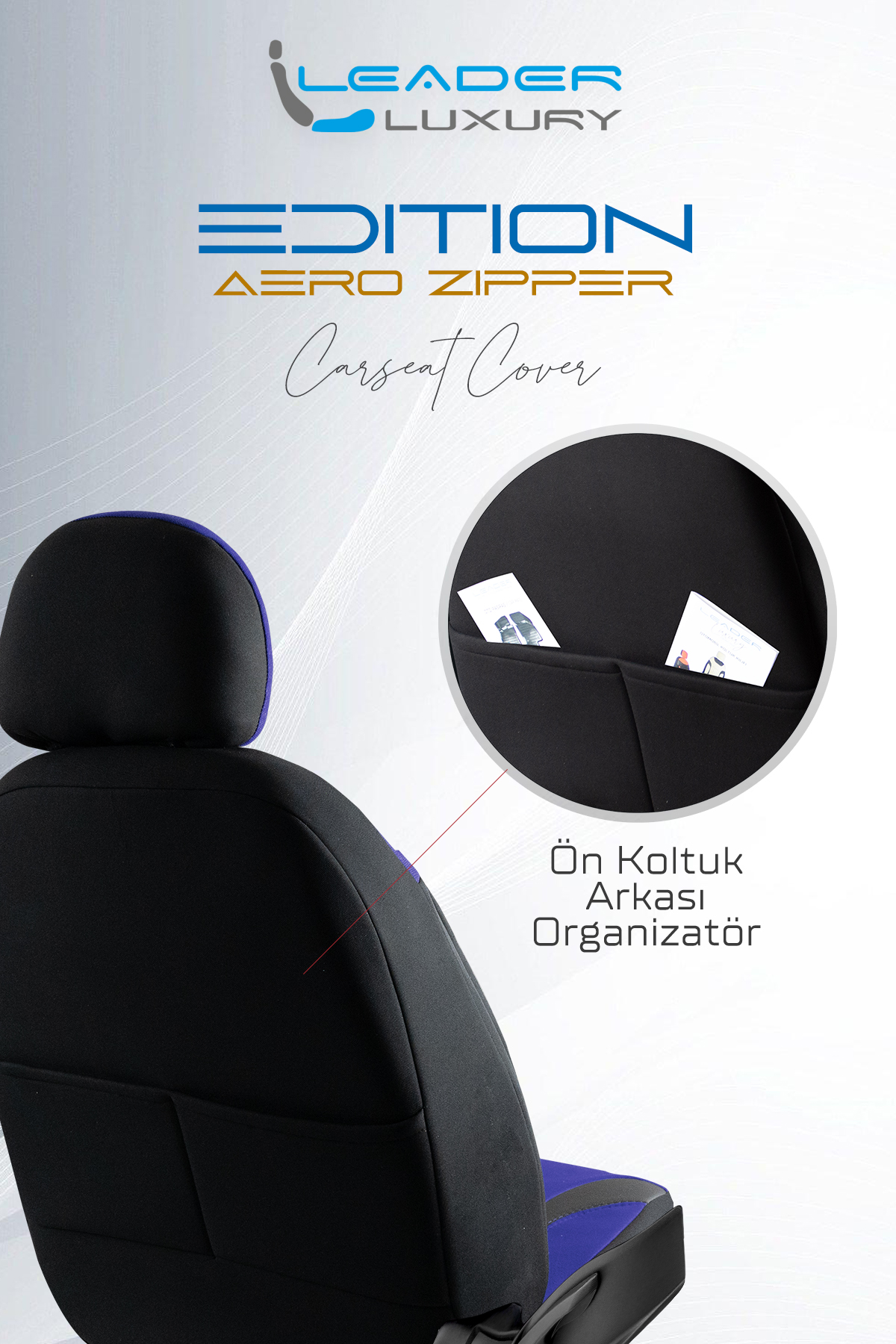 EDİTİON TAY TÜYÜ OTO KILIFI FERMUARLI. MAVİ