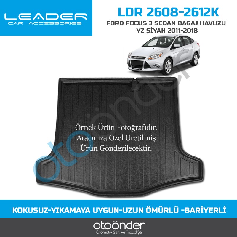 FORD FOCUS 3 SEDAN BAGAJ HAVUZU YZ SİYAH 2011-2014KALIN STEPNE