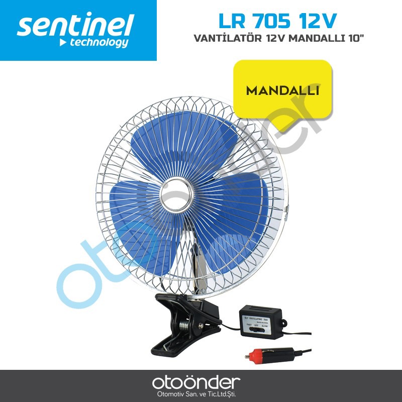 VANTİLATÖR 12V METAL 10 inch MANDALLI