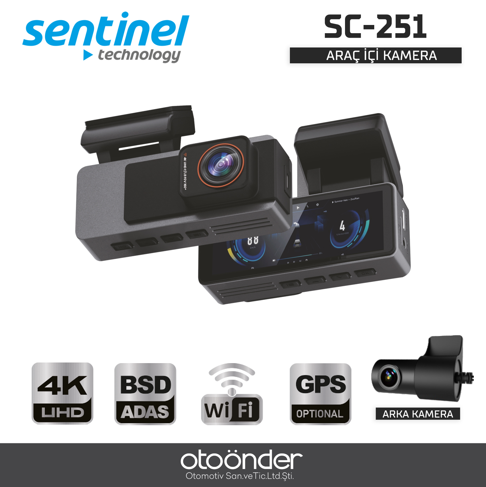 KAYIT CİHAZI 4K 3.2" EKRAN 2 KAMERALI