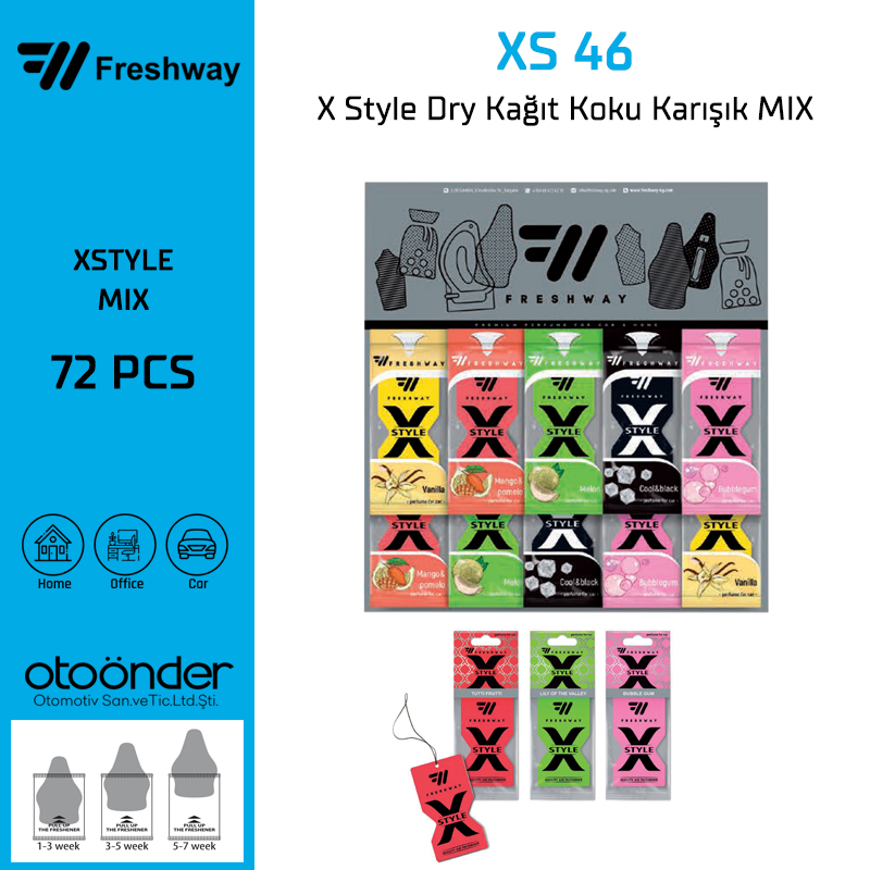 X Style Dry Kağıt Koku Karışık MIX ( 72 Adet Var)Fresh Way