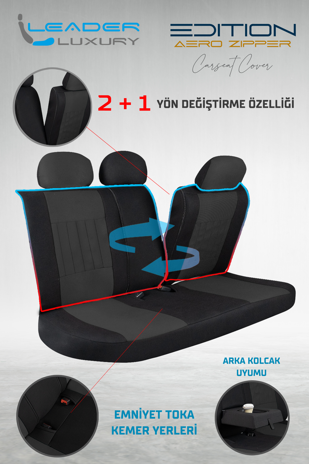 EDİTİON TAY TÜYÜ OTO KILIFI FERMUARLI. SİYAH