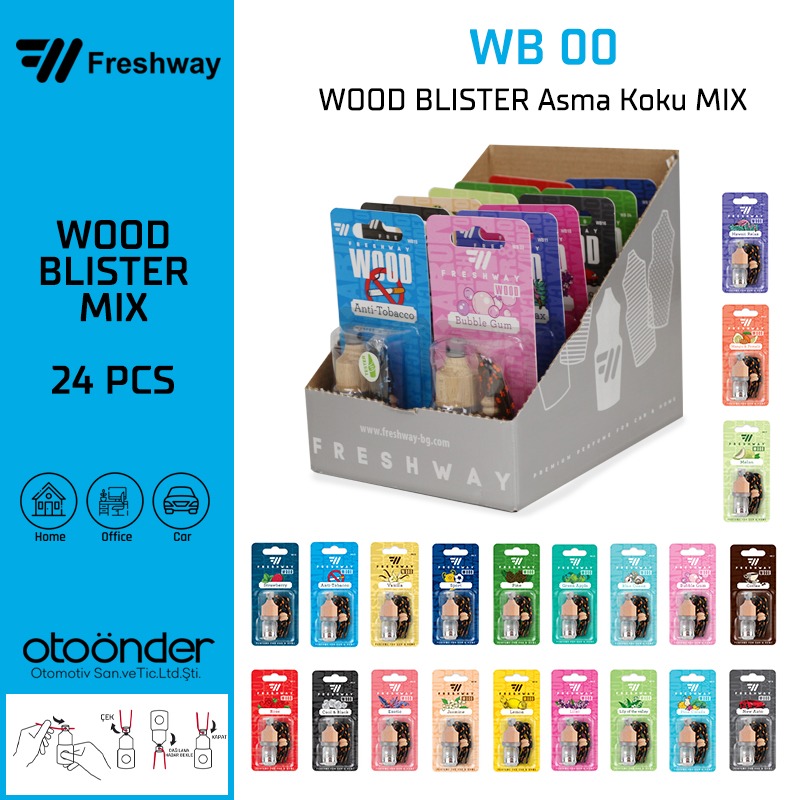 WOOD BLISTER Asma Koku MIX Kutu İçinde 24 Adet VarFresh Way