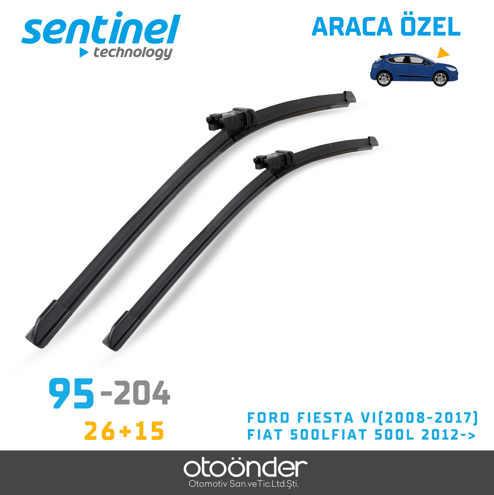 SÜPÜRGE TK ÖN FORD FIESTA VI(2008-2017), FIAT 500LFIAT 500L 2012->,, 26"+15"