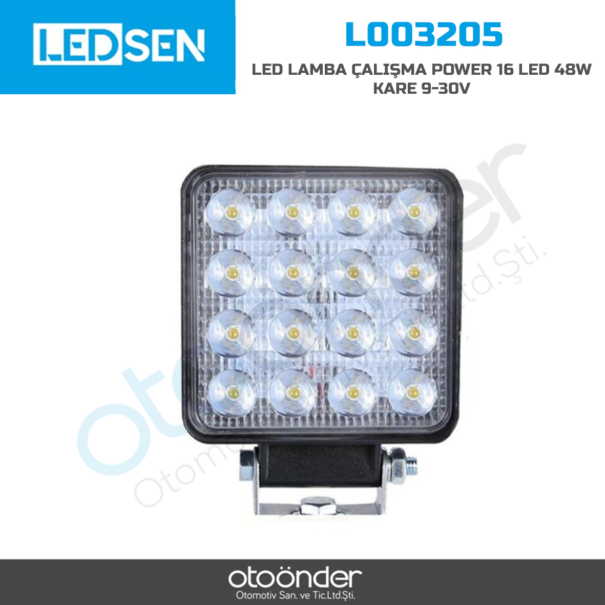 LED LAMBA ÇALIŞMA POWER 16 LED 48W  KARE 9-30V85x85x17mm