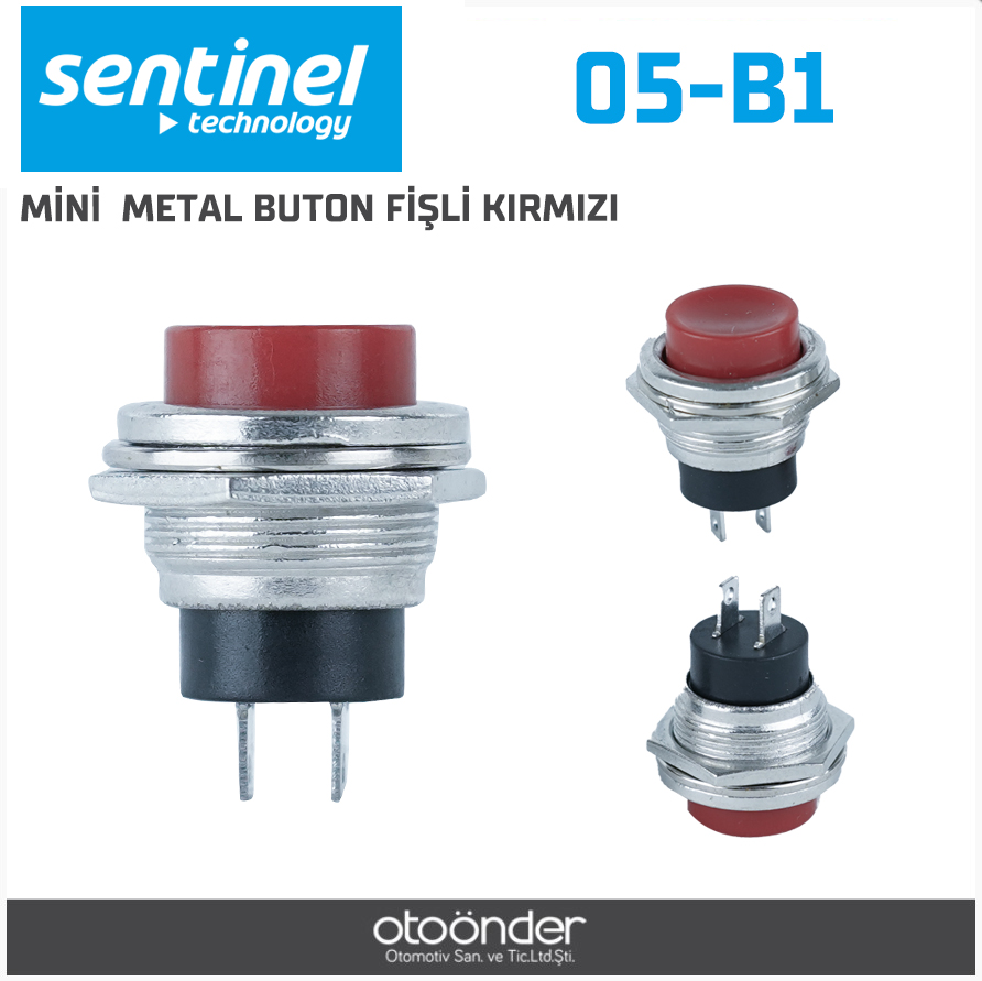 MİNİ  METAL BUTON FİŞLİ KIRMIZI