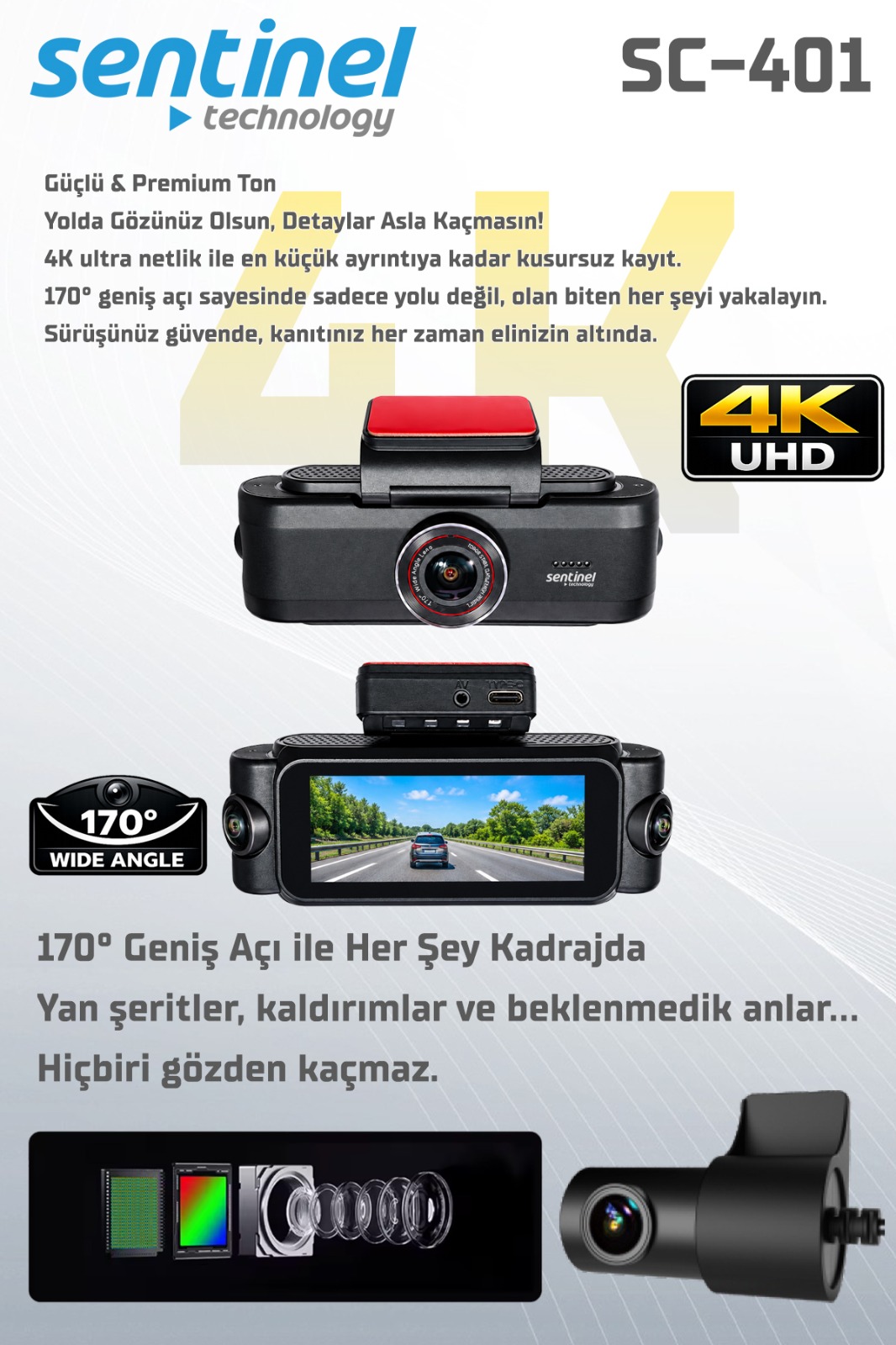 KAYIT CİHAZI 4K 3.2" DOKUNMATİK EKRAN 4 KAMERALI