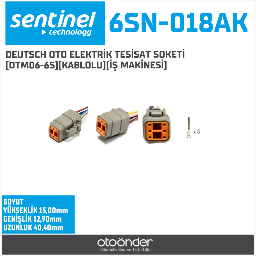 DEUTSCH OTO ELEKTRİK TESİSAT SOKETİ [DTM04-6P][KABLOLU][İŞ MAKİNESİ]