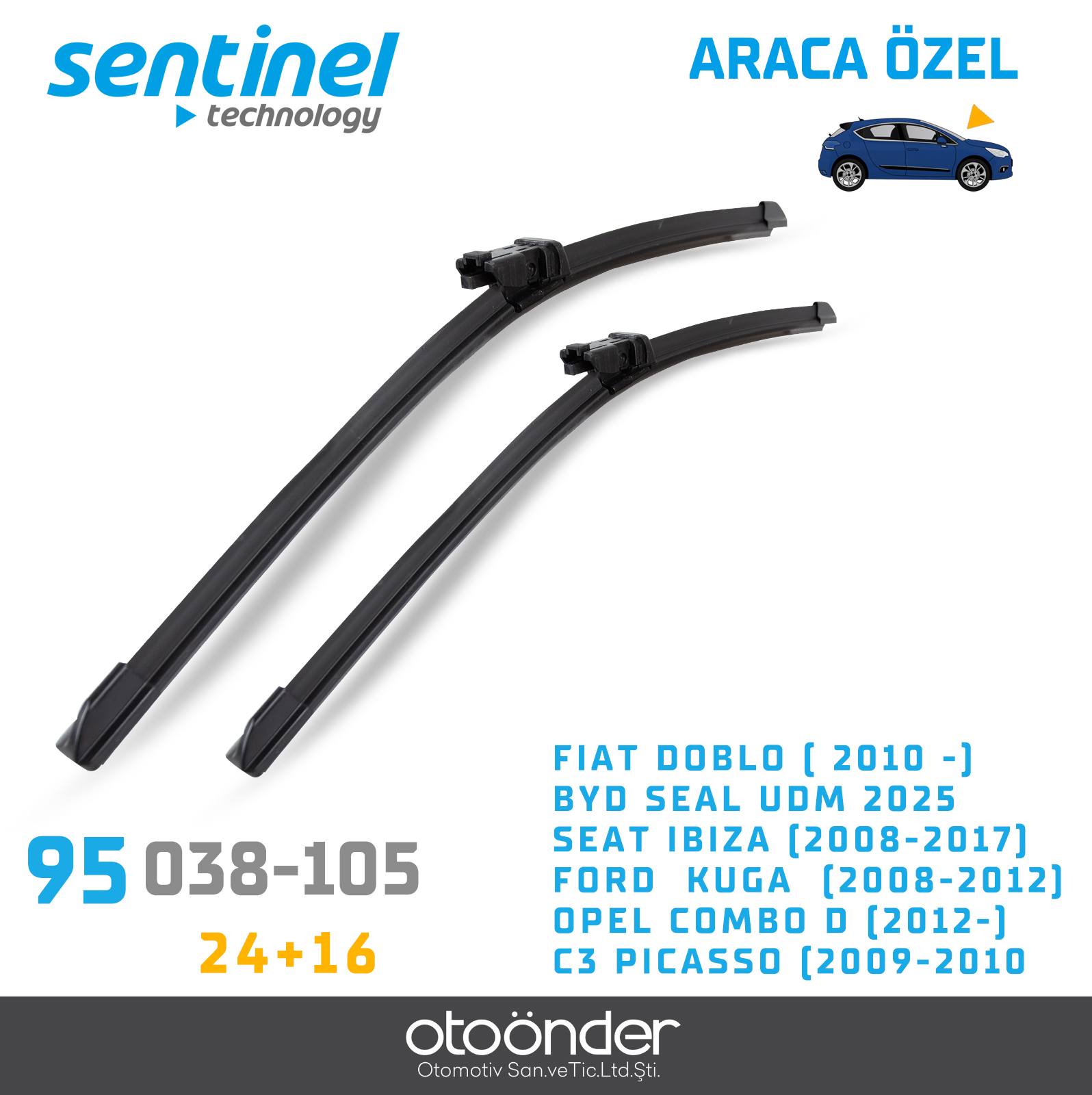 FIAT DOBLO (2010-), BYD SEAL UDM 2025 SEAT IBIZA. (2008-2017), FORD KUGA (2008-2012), OPEL COMBO D (2012-) C3 PICASSO (2009-2010)