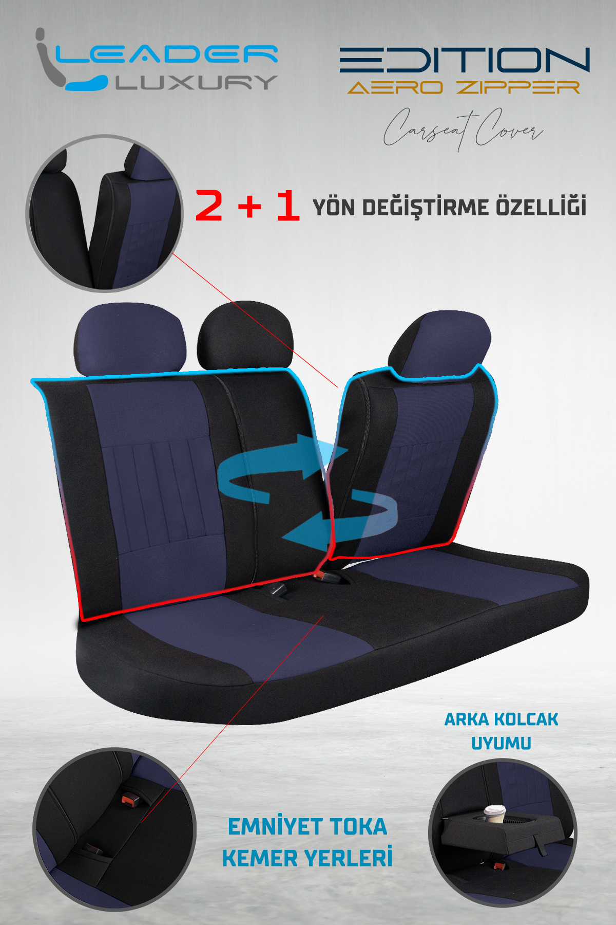 EDİTİON TAY TÜYÜ OTO KILIFI FERMUARLI. LACİVERT