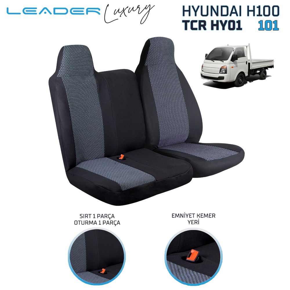 HYUNDAI H100 KAMYONET SABİT BAŞLIK UYUMLU  2+1. TİCARİ OTO KILIFI FÜME LEADER