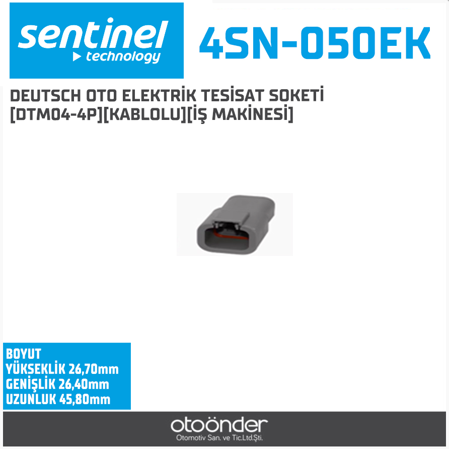 DEUTSCH OTO ELEKTRİK TESİSAT SOKETİ  [DTM04-4P][KABLOLU][İŞ MAKİNESİ]