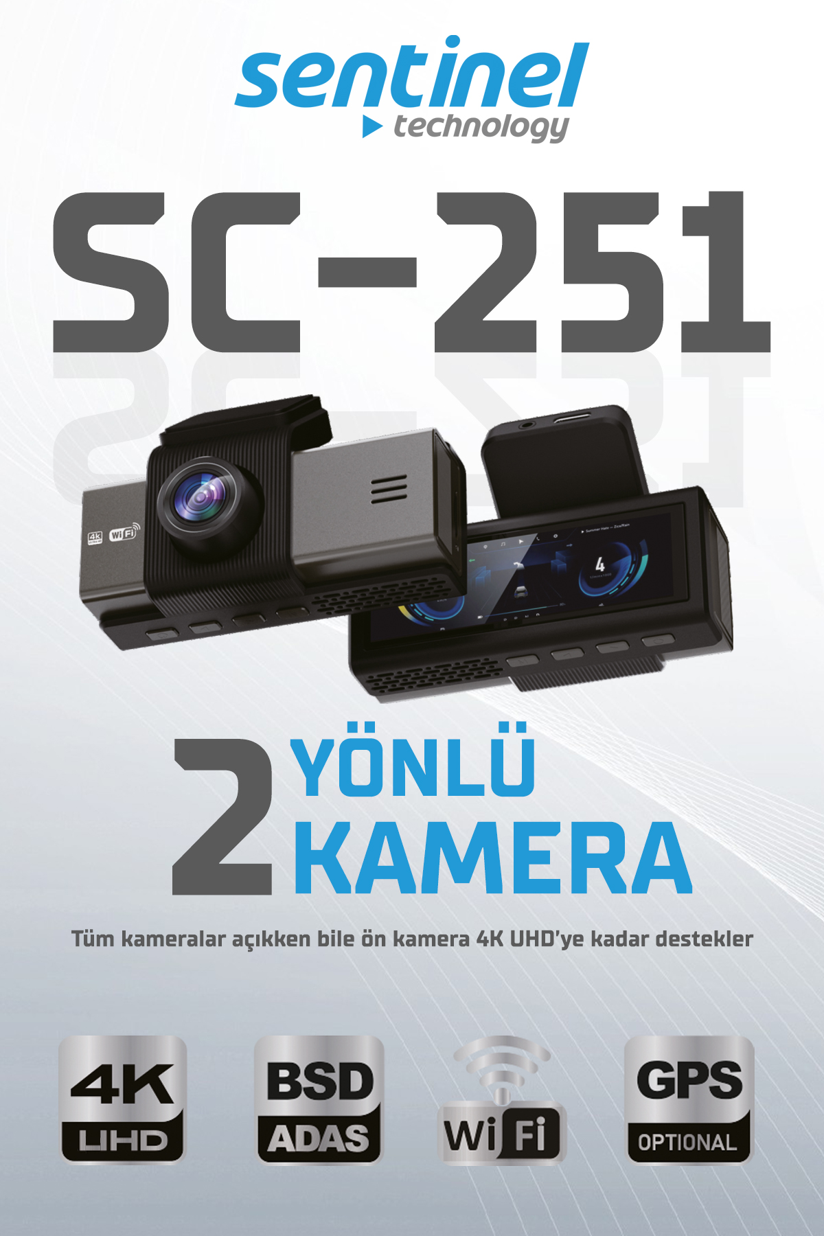 KAYIT CİHAZI 4K 3.2" EKRAN 2 KAMERALI