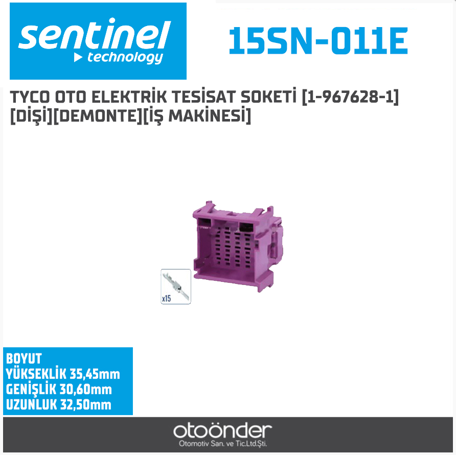 TYCO OTO ELEKTRİK TESİSAT SOKETİ [1-967628-1]. [DİŞİ][DEMONTE][İŞ MAKİNESİ]