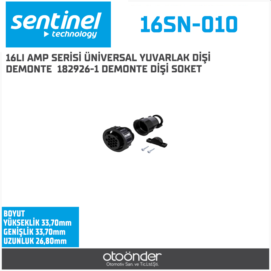 16LI AMP SERİSİ ÜNİVERSAL YUVARLAK DİŞİ DEMONTE. 182926-1 DEMONTE DİŞİ SOKET