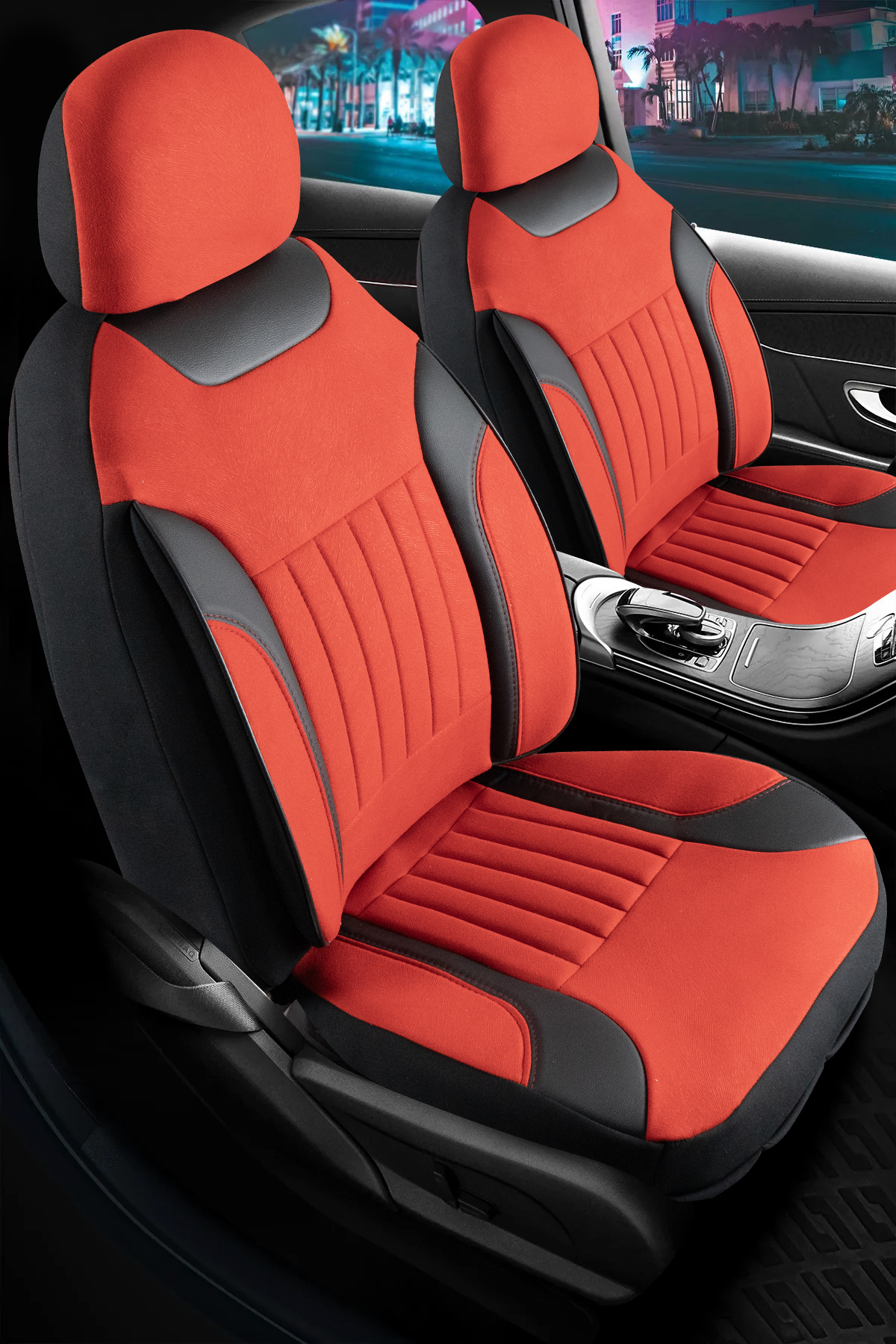 EDİTİON TAY TÜYÜ OTO KILIFI FERMUARLI. KIRMIZI