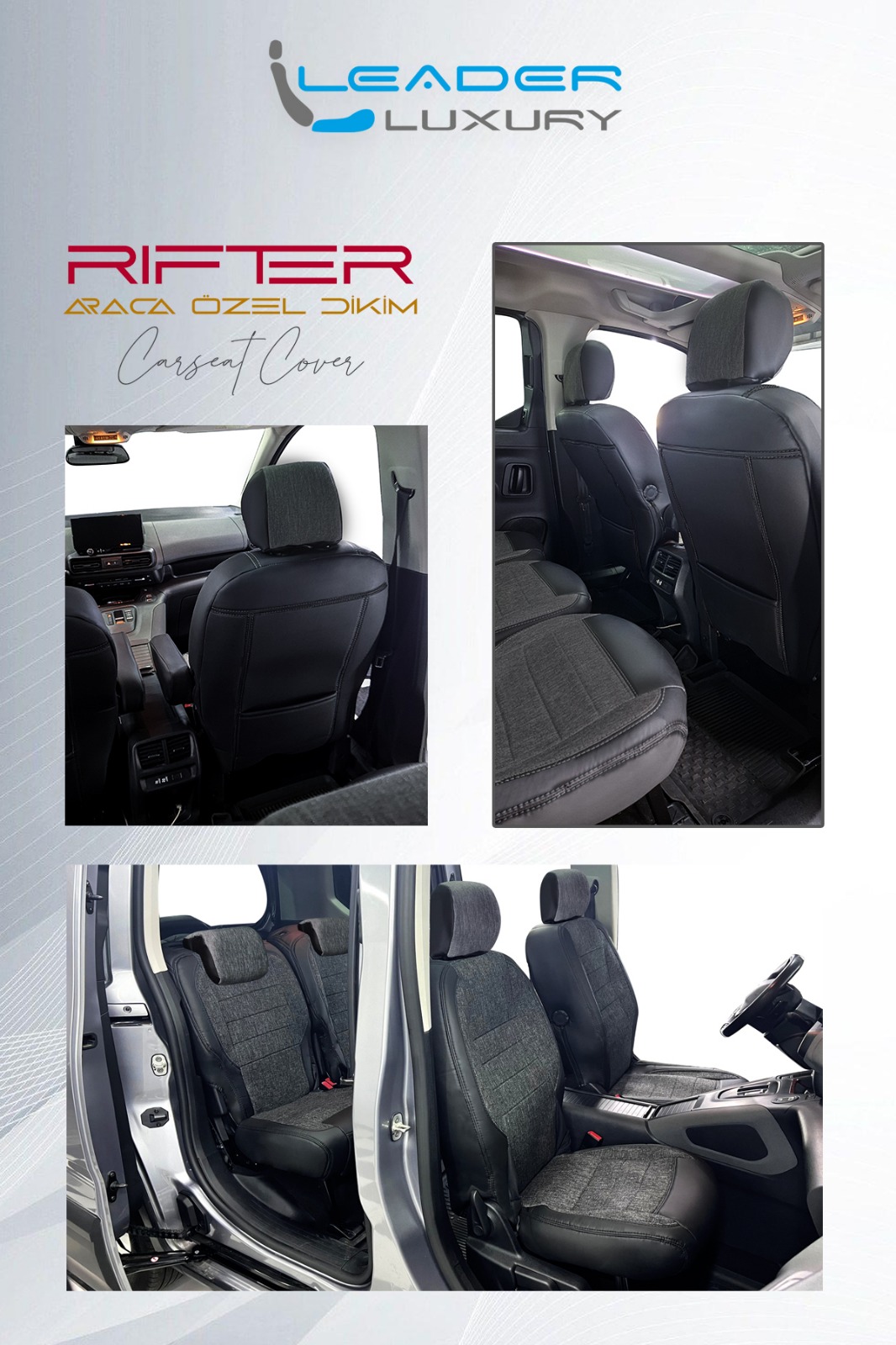 PEUGEOT RIFTER  ARKA KOLTUK  TEK TEK 3LÜ KETEN. DERİ SİYAH