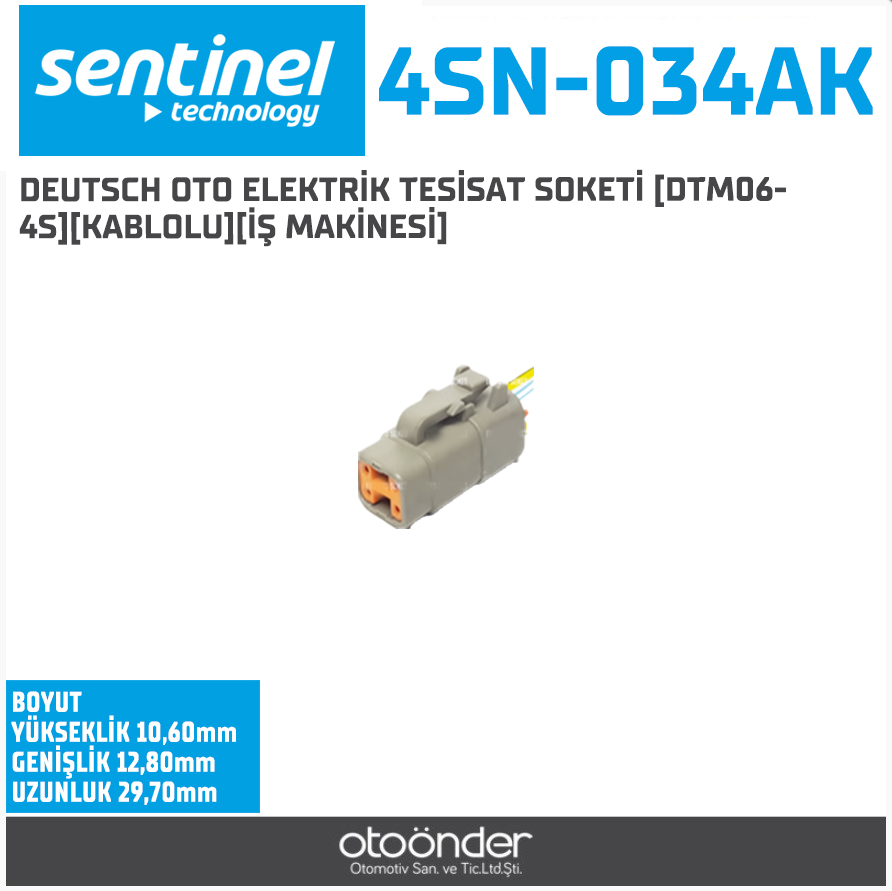 DEUTSCH OTO ELEKTRİK TESİSAT SOKETİ [DTM06-4S][KABLOLU][İŞ MAKİNESİ]
