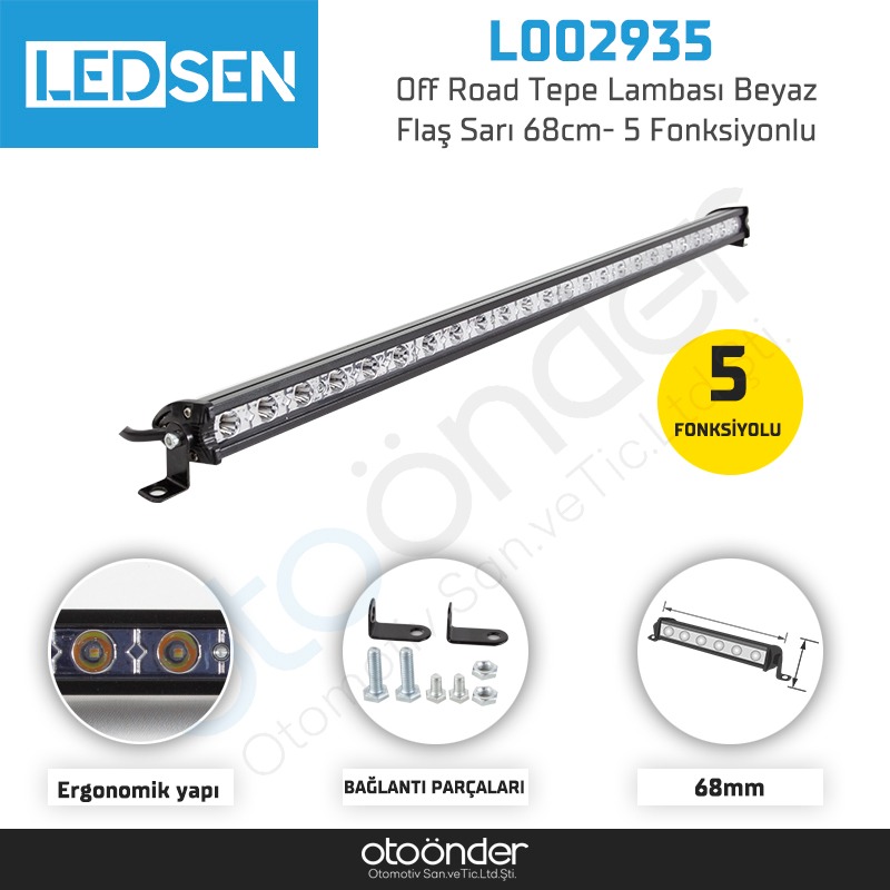 Off Road Tepe Lambası Beyaz Flaş Sarı 68cm- 5 Fonksiyonlu