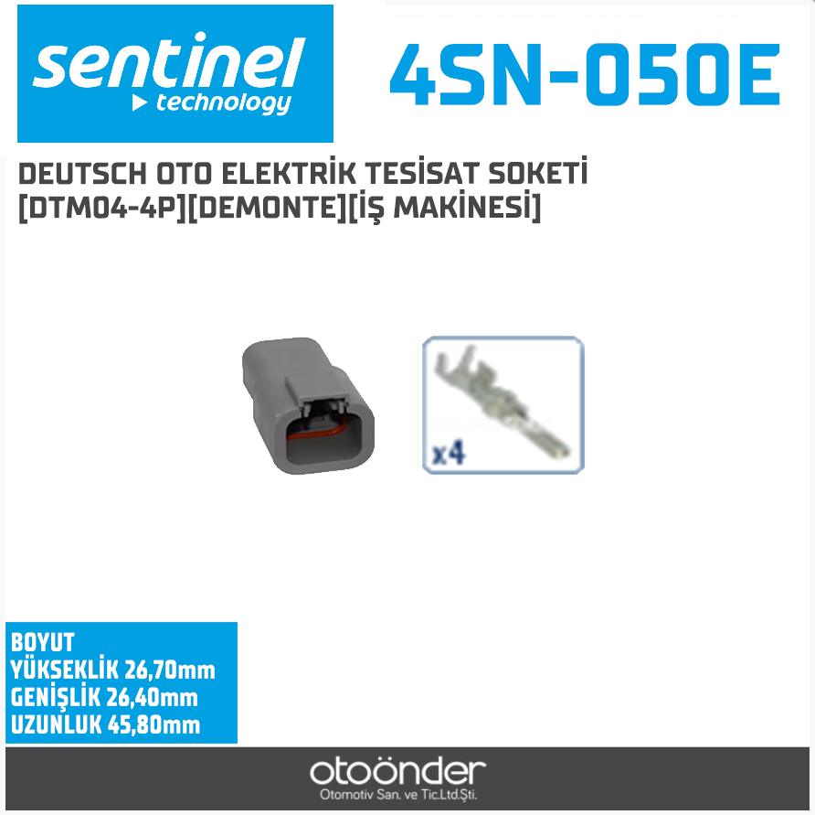 DEUTSCH OTO ELEKTRİK TESİSAT SOKETİ [DTM04-4P][DEMONTE][İŞ MAKİNESİ]