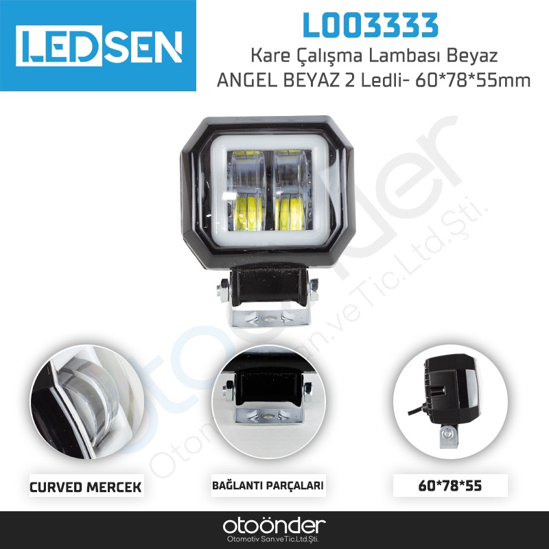 Kare Çalışma Lambası Beyaz ANGEL BEYAZ 2 Ledli- 60*78*55mm