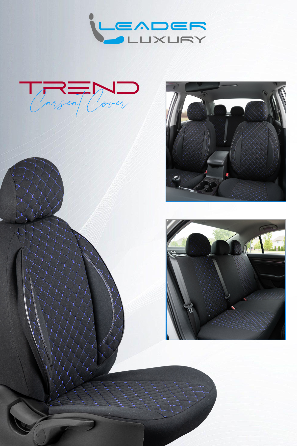 TREND OTO KILIFI STANDART SİYAH ; NAKIŞ MAVİ